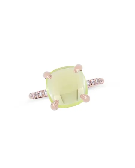 Bague Roberta Candy Flower en or rose avec quartz citron et diamants