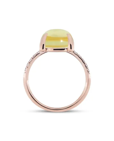 Bague Roberta Candy Flower en or rose avec quartz citron et diamants
