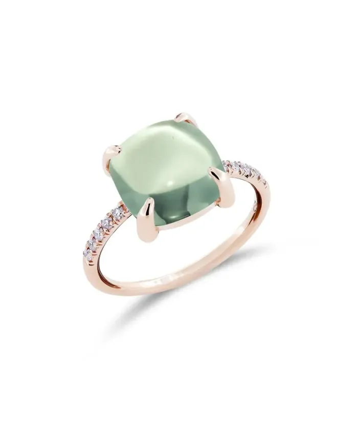 Bague Roberta Candy Flower en or rose avec prasiolite et diamants