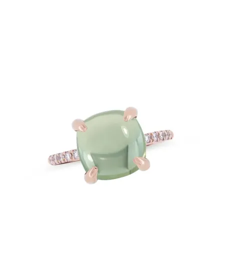 Anello Fiore Roberta Candy in Oro Rosa con Prasiolitie e Diamanti