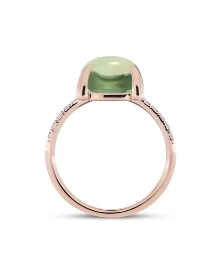 Anello Fiore Roberta Candy in Oro Rosa con Prasiolitie e Diamanti