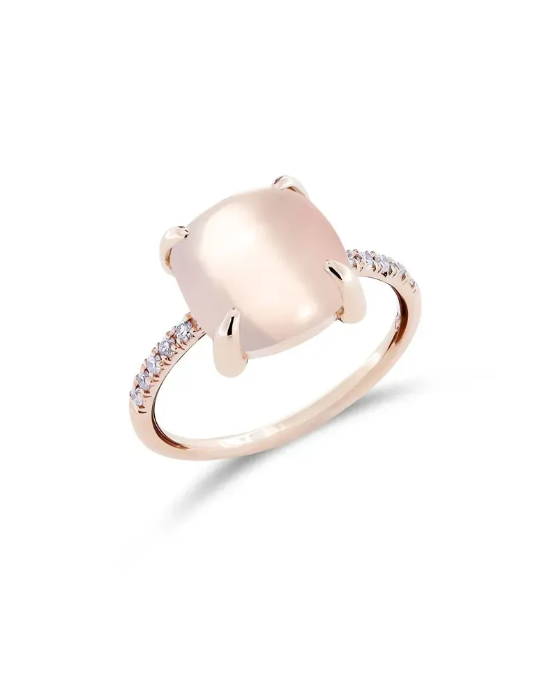 Bague Roberta Candy Flower en or rose avec quartz rose et diamants