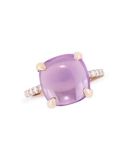 Anello Fiore Roberta Candy in Oro Rosa con Ametista e Diamanti