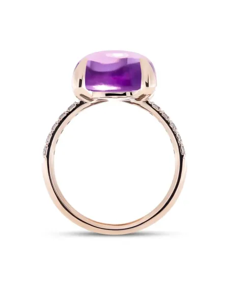 Roberta Candy Flower Ring in Rose Gold with Amethyst and Diamonds