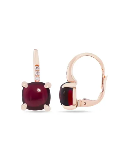 Roberta Candy Rose Gold Flower Earrings with Garnet and Diamonds