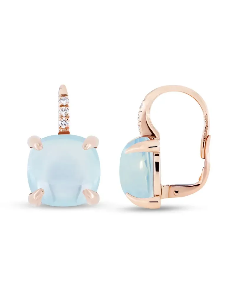 Roberta Candy Flower Earrings in Rose Gold with Sky Blue Topazes and Diamonds