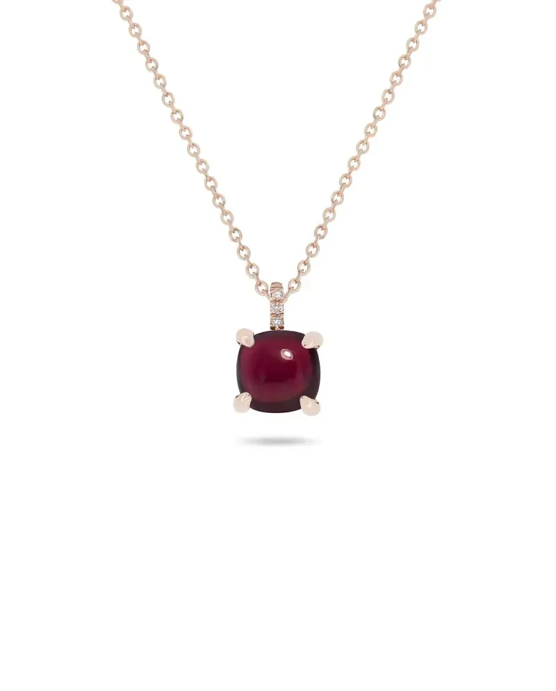 Roberta Candy Rose Gold Flower Necklace with Garnet and Diamonds