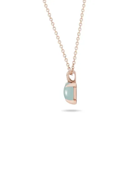 Collana Fiore Roberta Candy in Oro Rosa con Aquamarina Blu Milky e Diamanti