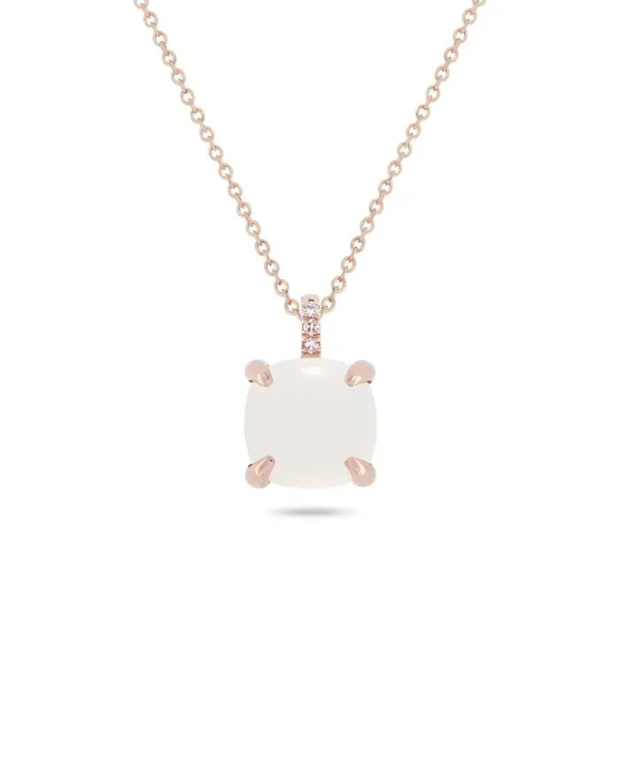 Roberta Candy Rose Gold Flower Necklace with White Moon and Diamonds