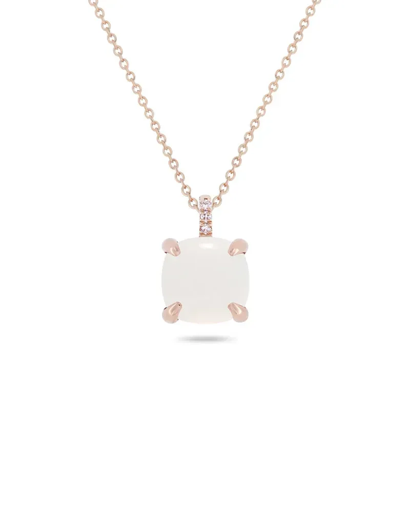 Roberta Candy Rose Gold Flower Necklace with White Moon and Diamonds