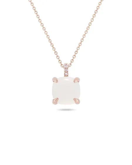 Roberta Candy Rose Gold Flower Necklace with White Moon and Diamonds