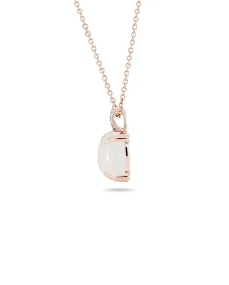 Roberta Candy Rose Gold Flower Necklace with White Moon and Diamonds