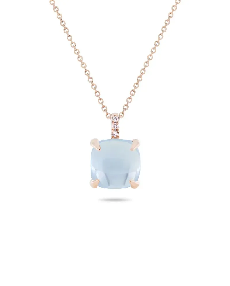 Roberta Candy Rose Gold Flower Necklace with Sky Blue Topaz and Diamonds
