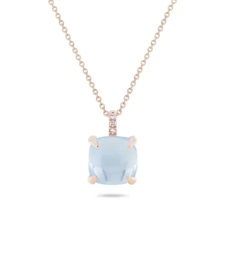 Collana Fiore Roberta Candy in Oro Rosa con Topazio Blu Sky e Diamanti