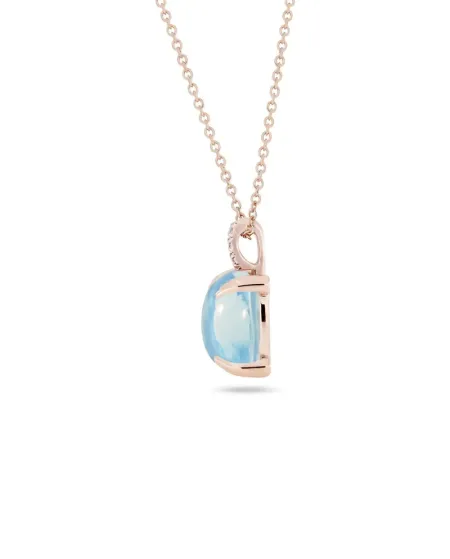 Roberta Candy Rose Gold Flower Necklace with Sky Blue Topaz and Diamonds