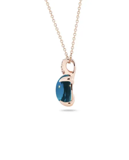 Collana Fiore Roberta Candy in Oro Rosa con Topazio Blu London e Diamanti