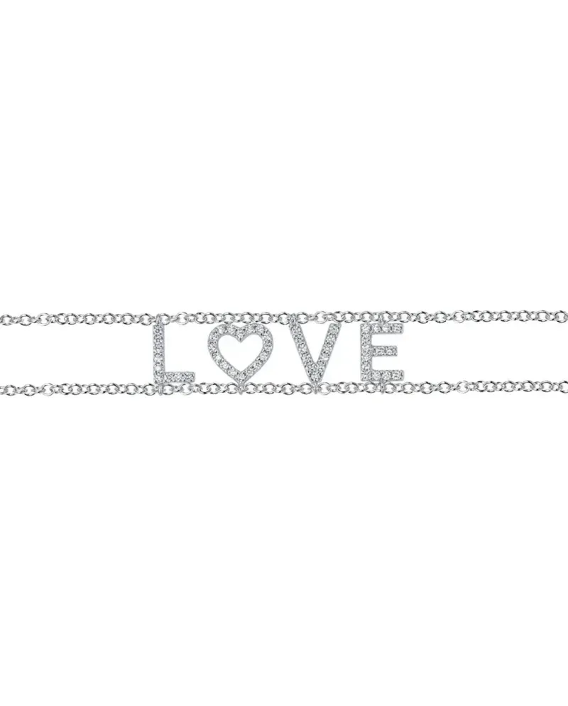 Bracelet Roberta Scrabble Fleur en or blanc et diamants «&nbsp;LOVE&nbsp;»