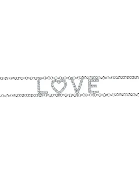 Bracelet Roberta Scrabble Fleur en or blanc et diamants «&nbsp;LOVE&nbsp;»