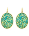 Boucles d'oreilles Chantecler Logo en or jaune avec diamants et émail cathédrale