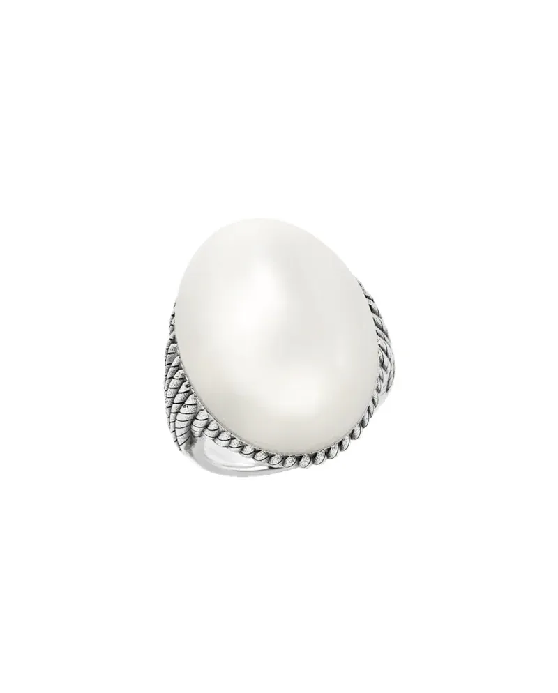Chantecler Et Voilà Capriness Ring in Aged Silver with "Acquabianca della Garfagnana" Marble