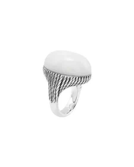 Anello Chantecler Et Voilà Capriness in Argento Invecchiato con Marmo "Acquabianca della Garfagnana"