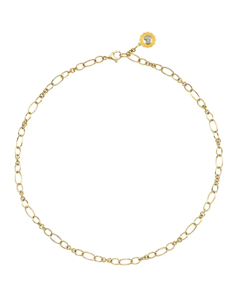 Chantecler Accessories Necklace in Yellow Gold Oval Links with Pavé Diamond Logo