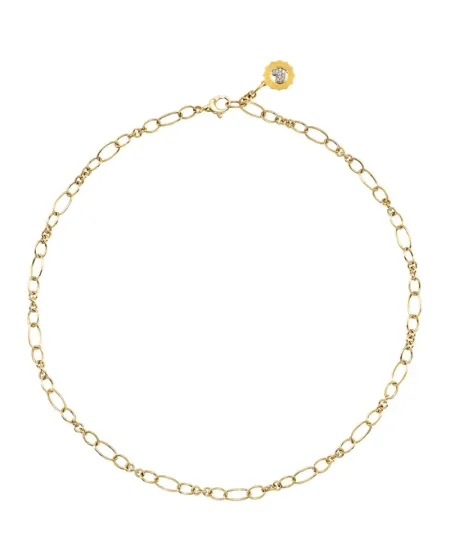 Collana Chantecler Accessori in Oro Giallo Maglie Ovali con Logo Pavé di Diamanti