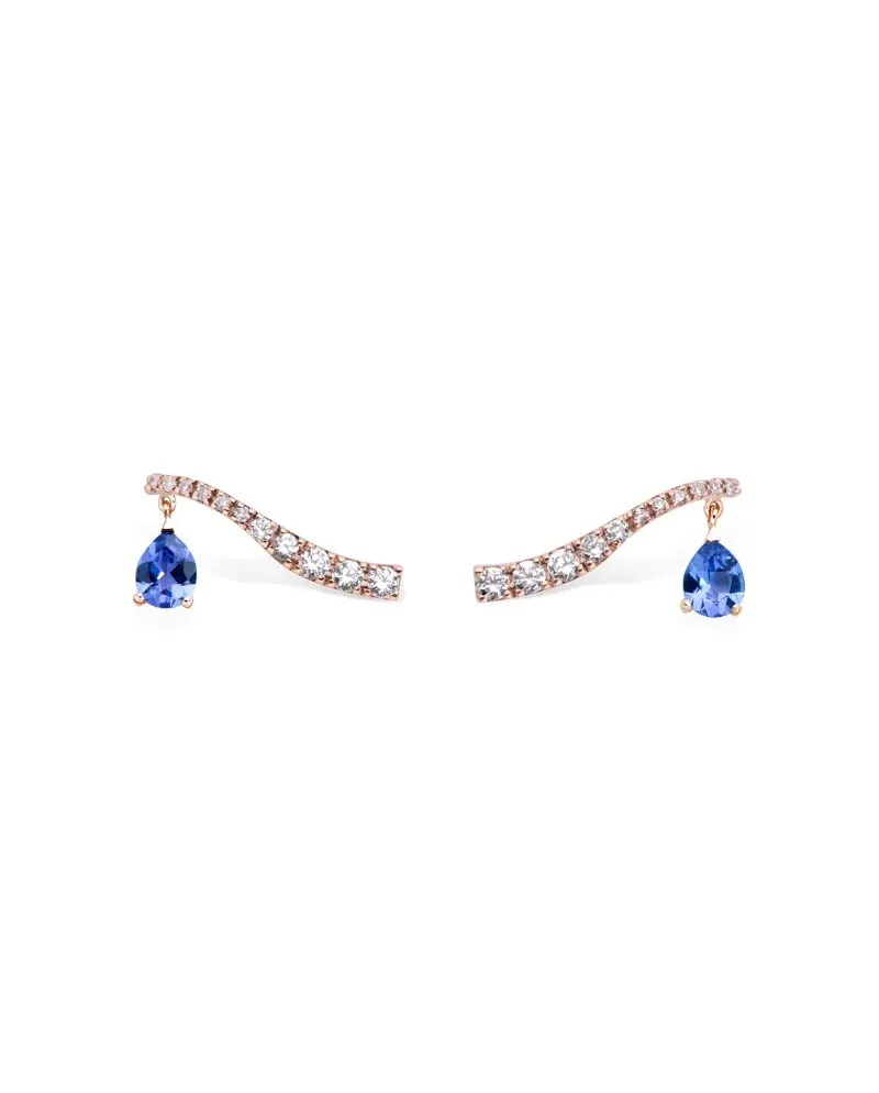 Orecchini Gold & Roses Crawler Sasa in Oro Rosa e Diamanti e Tanzanite