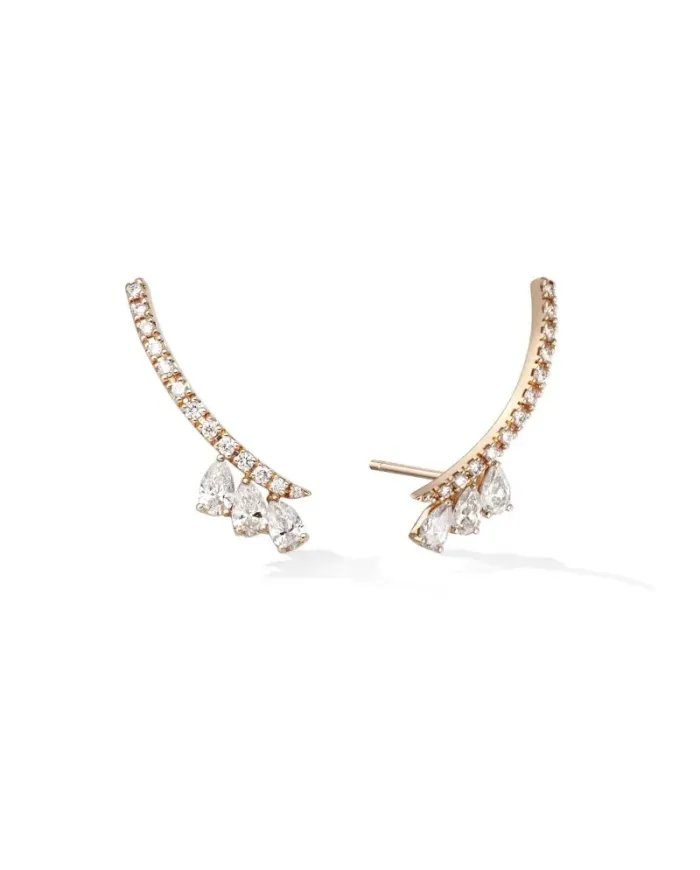 Boucles d'oreilles Trio de Saudade Crawler de Gold & Roses en or rose et diamants