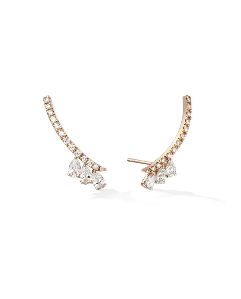 Boucles d'oreilles Trio de Saudade Crawler de Gold & Roses en or rose et diamants