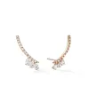 Gold & Roses Crawler Trio de Saudade Earrings in Rose Gold and Diamonds