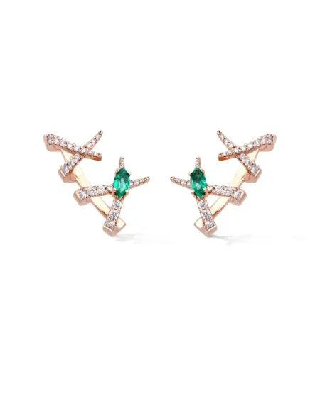 Gold & Roses Jardín de Aire Earrings in Rose Gold with Smeralda and Diamonds