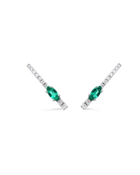 Boucles d'oreilles Gold & Roses Jardín de Aire en or blanc avec émeraudes et diamants