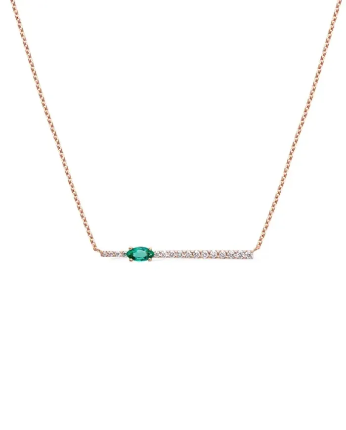 Gold & Roses Jardín de Aire Necklace in Rose Gold with Diamonds and Emerald