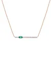 Gold & Roses Jardín de Aire Necklace in Rose Gold with Diamonds and Emerald