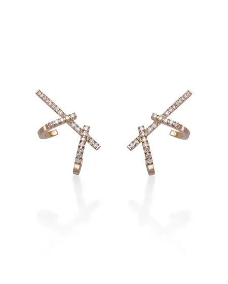 Orecchini Gold & Roses Doble Daga Loulou a Marrakech in Oro Rosa con Diamanti
