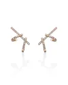 Gold & Roses Double Daga Loulou Earrings in Marrakech in Rose Gold with Diamonds