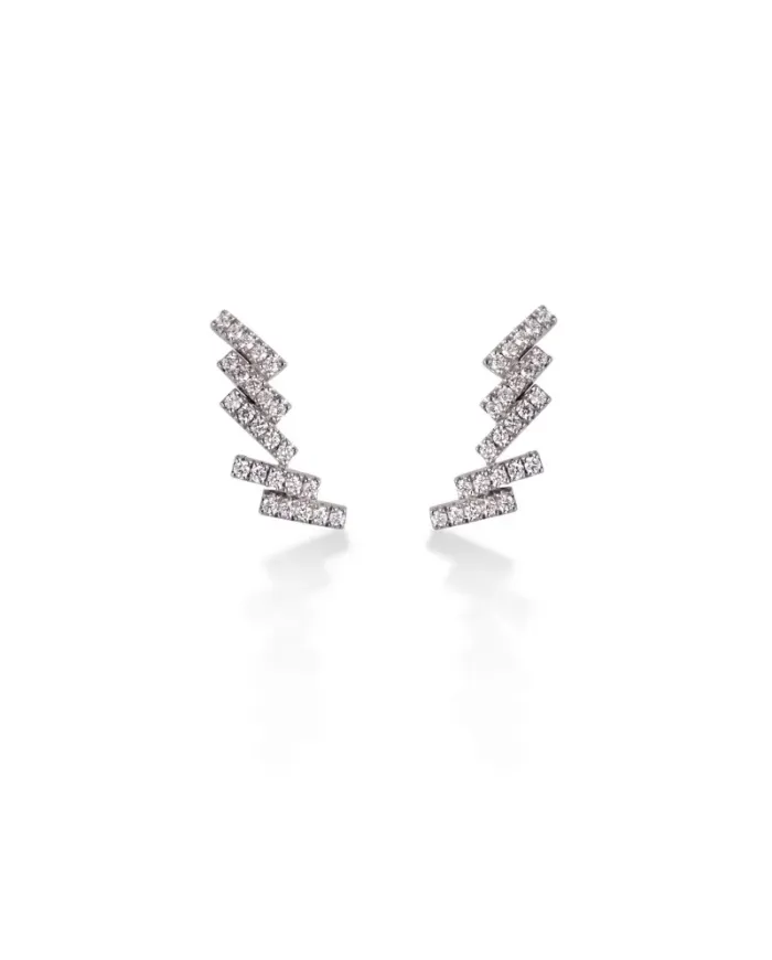 Orecchini Gold & Roses Crawler Skyline in Oro Bianco e Diamanti
