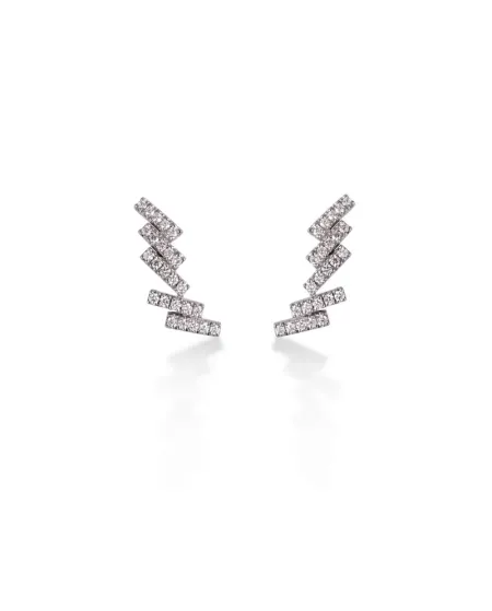 Orecchini Gold & Roses Crawler Skyline in Oro Bianco e Diamanti