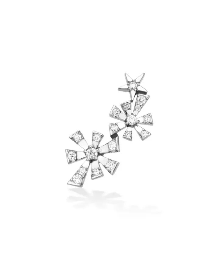 Gold & Roses Luzia 2 Stars Single Earring in White Gold and Diamonds