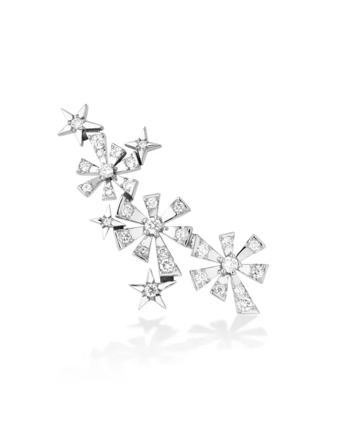 Gold & Roses Luzia 3 Stars Single Earring in White Gold and Diamonds