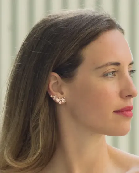 Gold & Roses Luzia 3 Stars Single Earring in White Gold and Diamonds