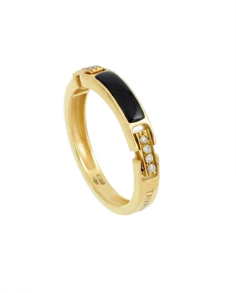 Bague Tavanti Unica en or jaune avec onyx et diamants