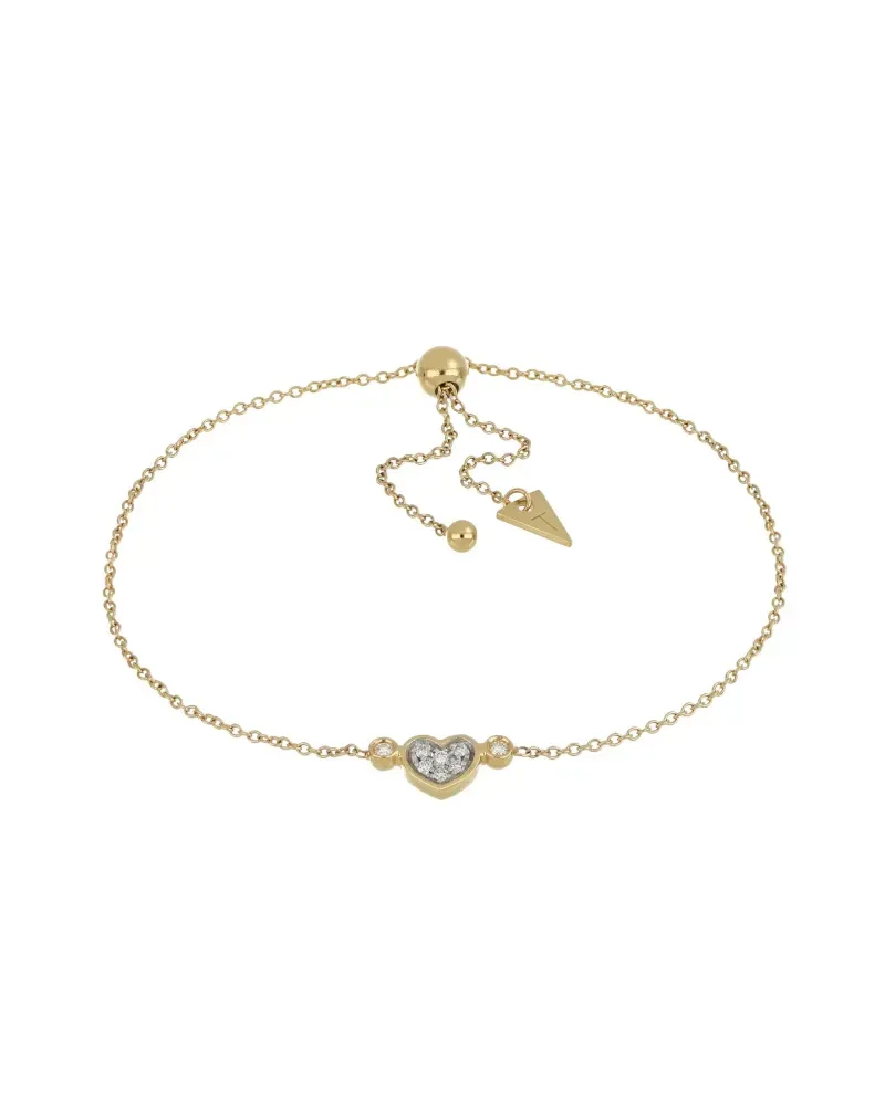 Tavanti Brio Heart Bracelet in Yellow Gold with Diamond Pavé