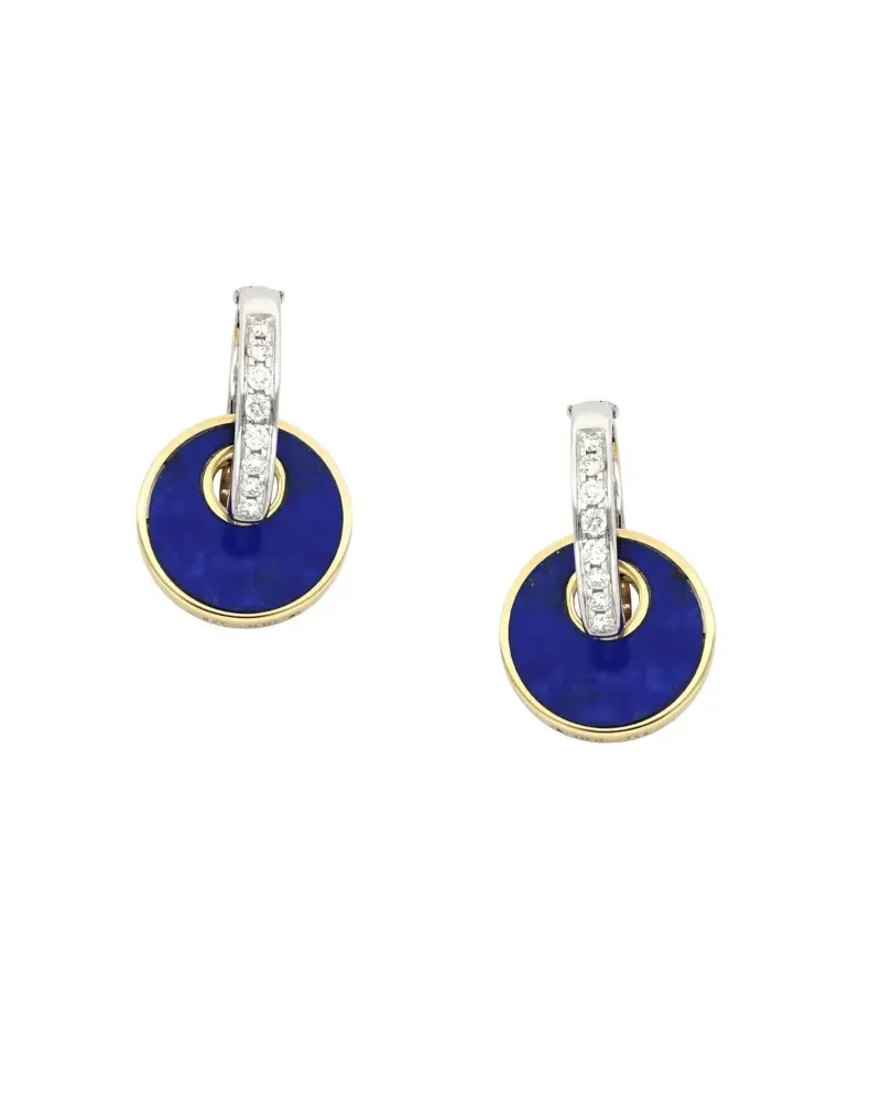 Tavanti Giove Two-Tone Gold Earrings with Lapis Lazuli and Diamond Charms
