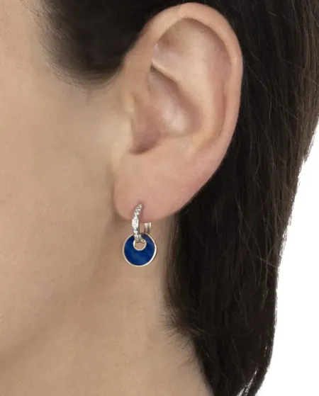 Tavanti Giove Two-Tone Gold Earrings with Lapis Lazuli and Diamond Charms