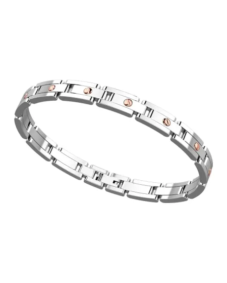 Zancan Hiteck Men's Bracelet in Steel with Pink Screws