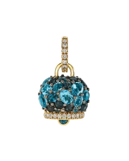 Chantecler Campanella Medium Pendant in Yellow Gold with Diamonds and Topazes