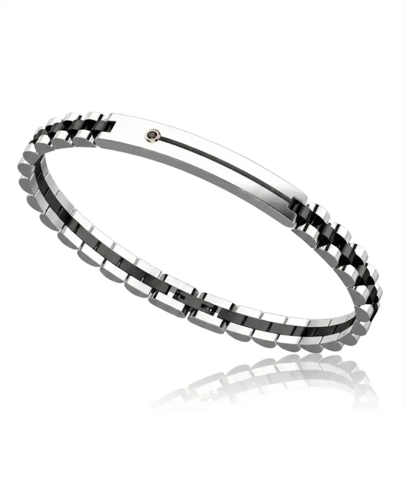 Bracciale da Uomo Zancan Hi-Tekh in Acciaio Bicolore con Spinello Nero