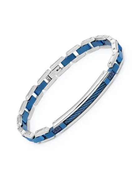 Bracciale da Uomo Zancan Hi-Tekh in Acciaio Pvd Blu e Spinelli